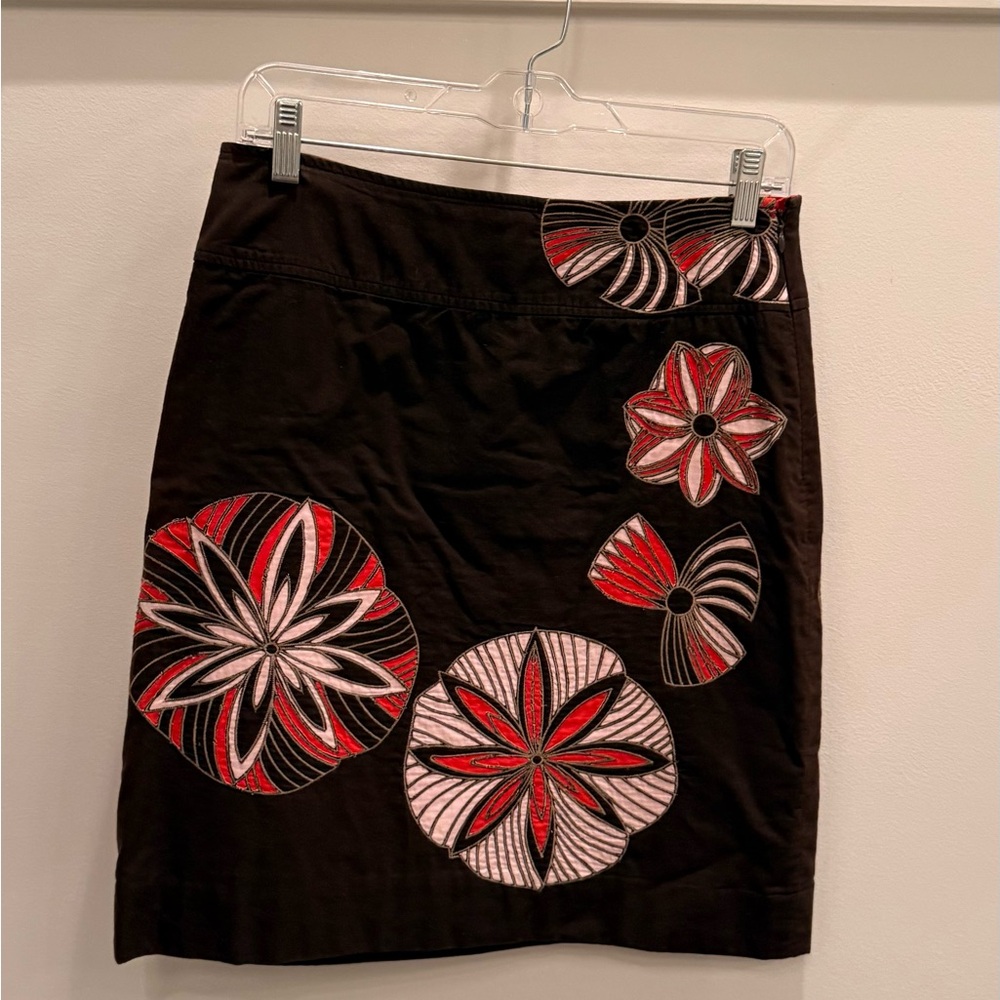 Etcetera Brown Skirt with Orange and Cream Embroidery